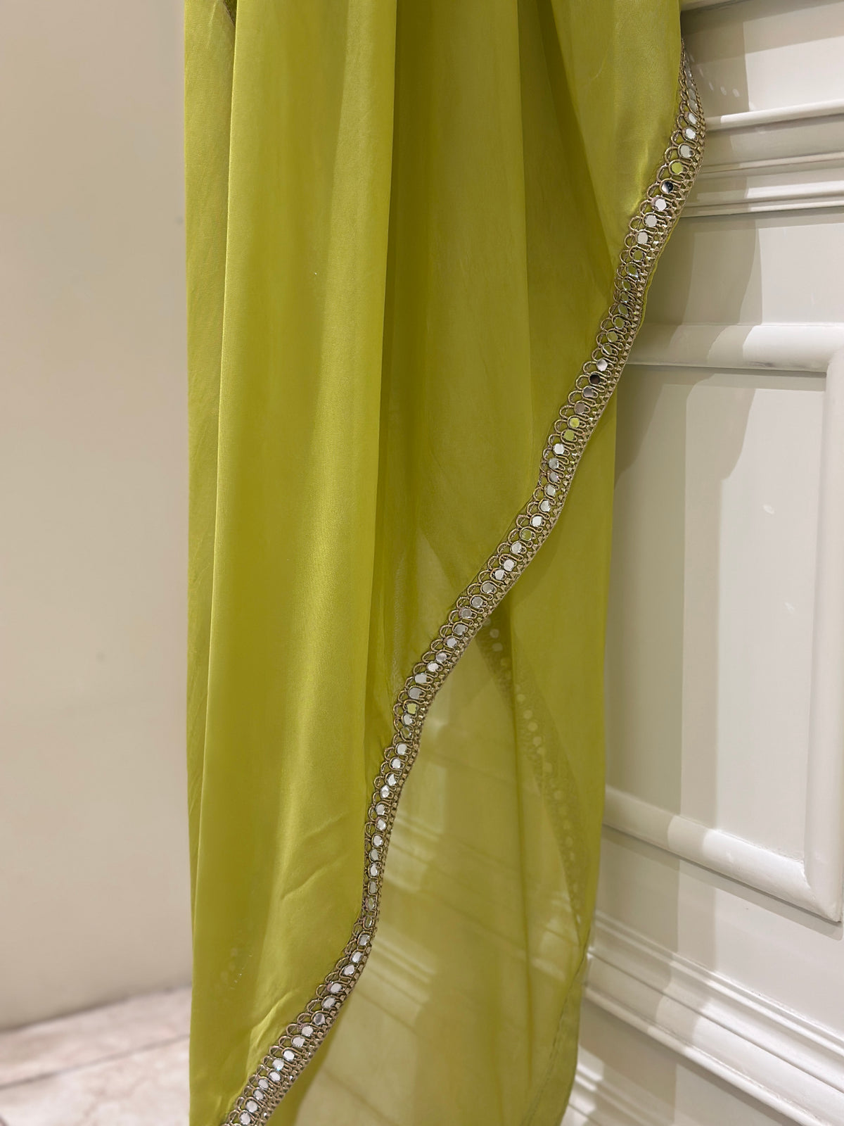 Mirror & Dabka Embellished Chinon Gown