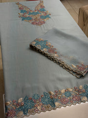 Luxury Soft Organza Embroidered Unstitched Suit