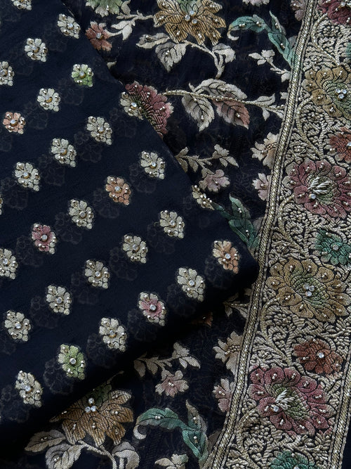 Midnight Noir Pure Banarasi Khaddi Unstitched Suit