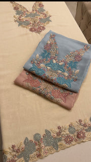 Luxury Soft Organza Embroidered Unstitched Suit