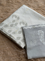 Everyday Elegance Pure Mull Chanderi Suit with Subtle Floral Work