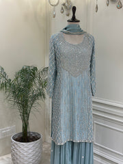Noor-e-Simra Tissue Silk Gharara Set