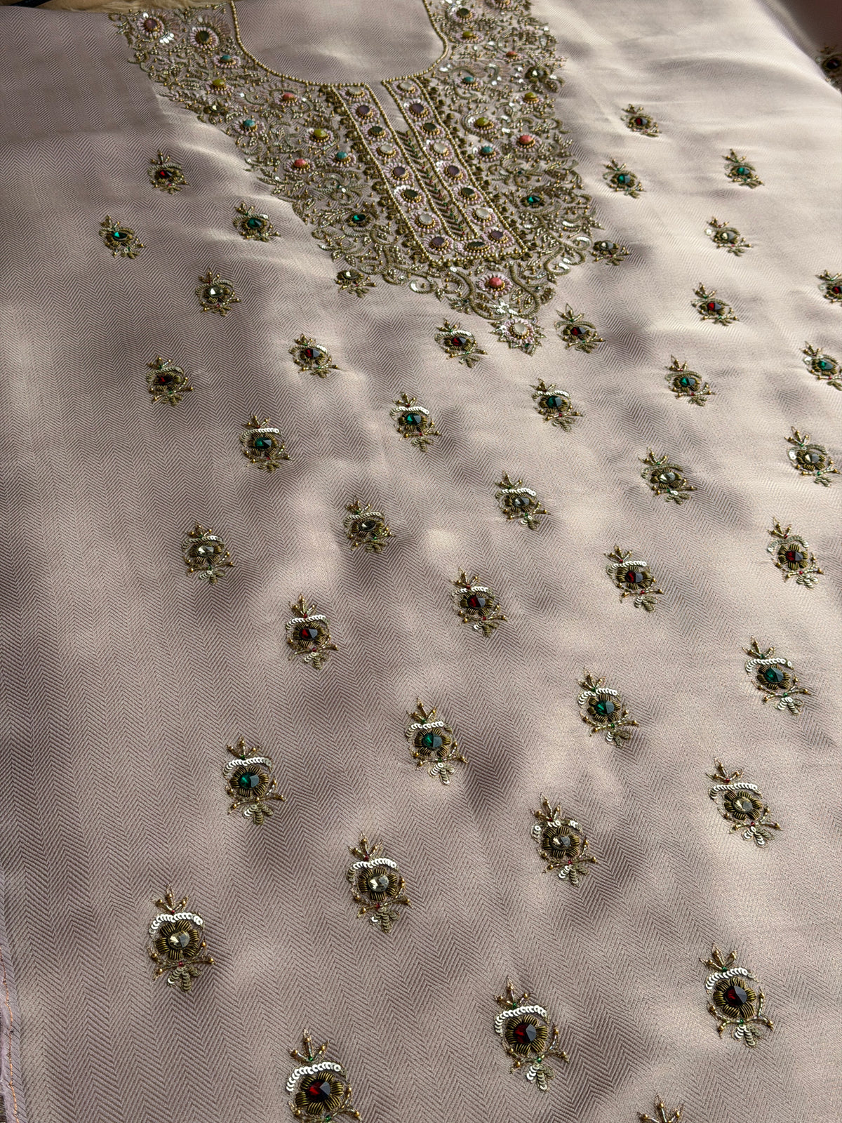 Premium Designer Suit with Intricate Handwork & Jewel Accents