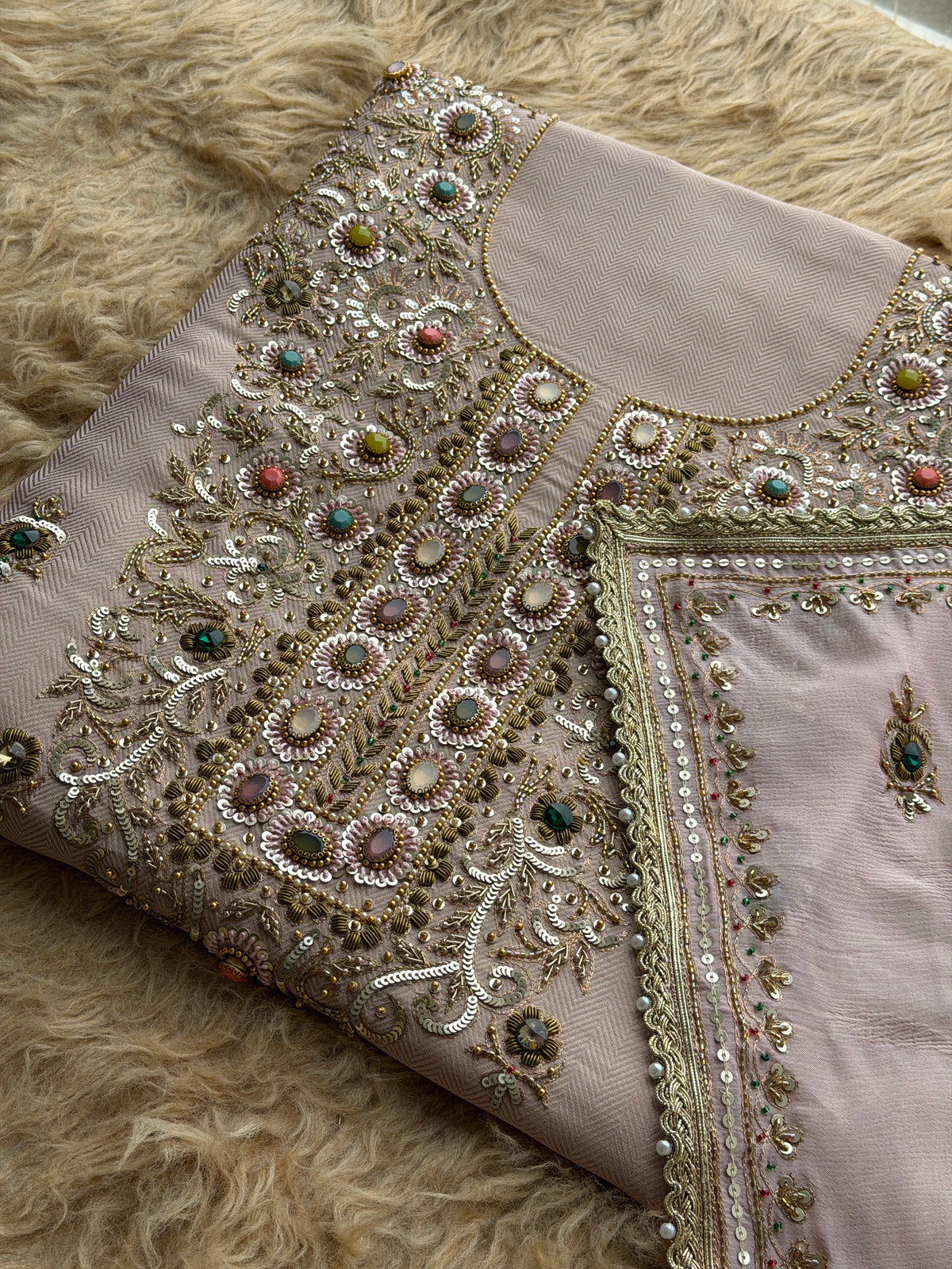 Premium Designer Suit with Intricate Handwork & Jewel Accents