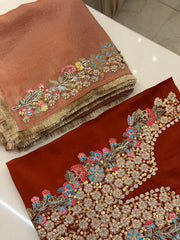 Noor-e-Gulrukh Silk Crepe Embroidered Suit Set