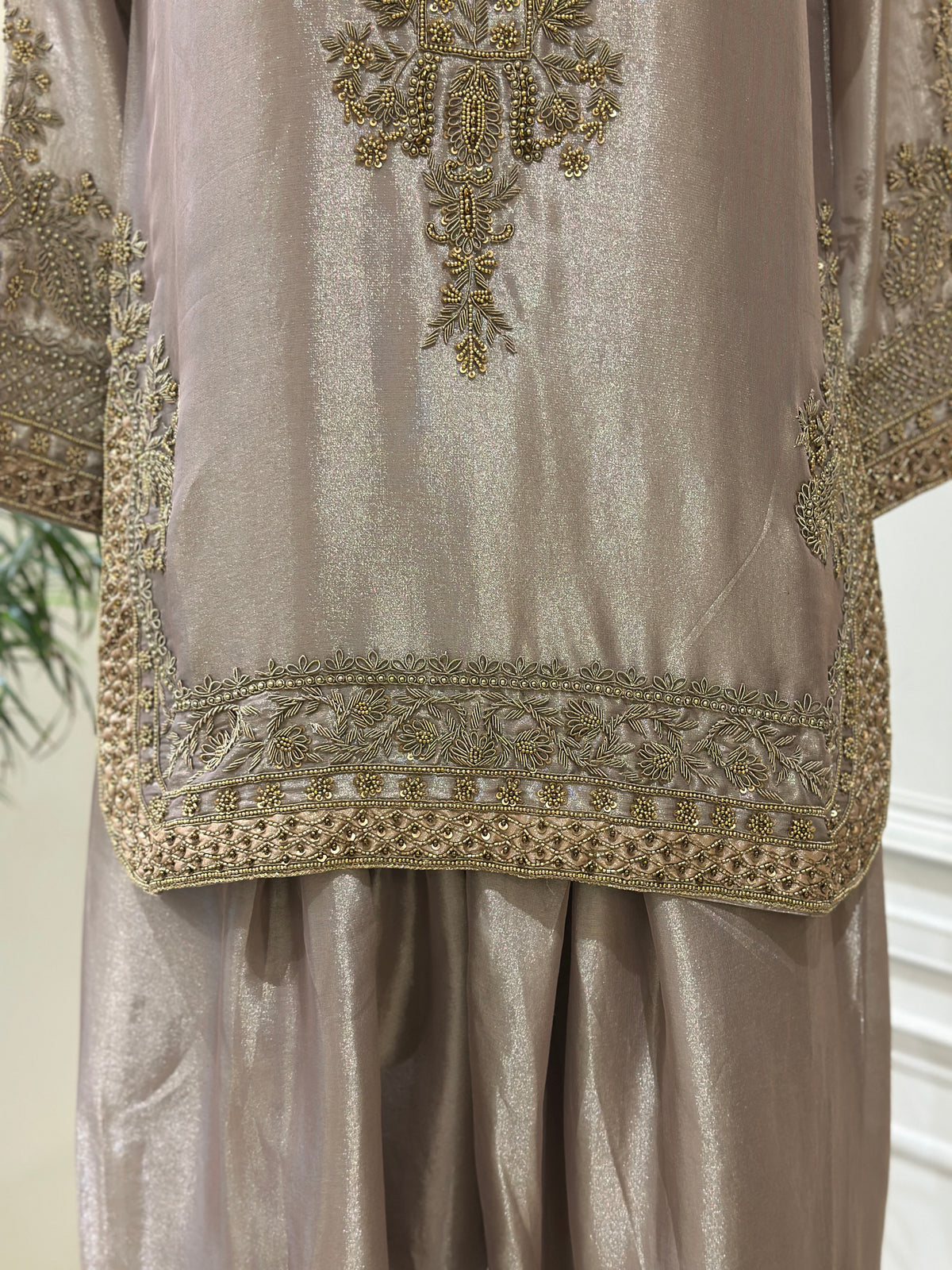 Noor-e-Taupe Tissue Silk Suit Set