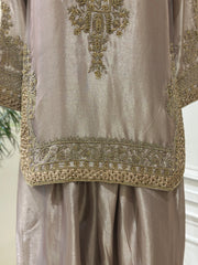 Noor-e-Taupe Tissue Silk Suit Set