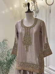 Noor-e-Taupe Tissue Silk Suit Set