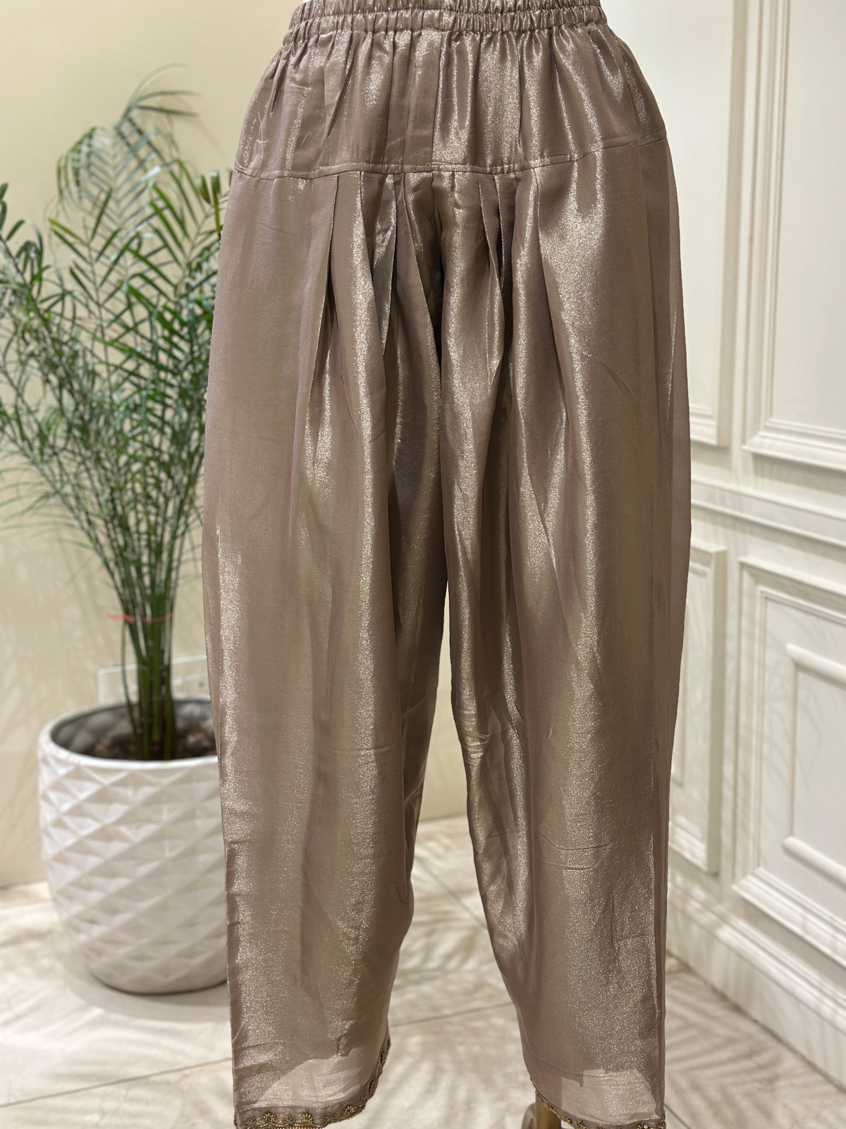 Noor-e-Taupe Tissue Silk Suit Set