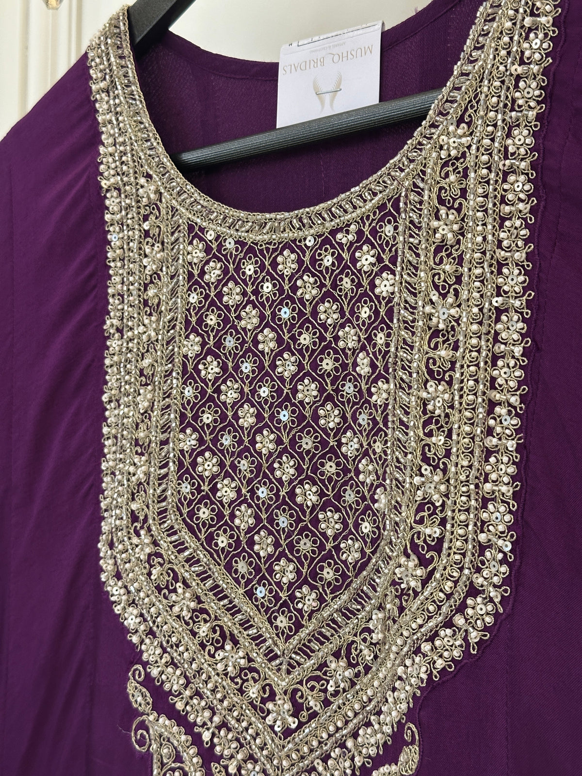 Hand-Embellished Upada Silk Anarkali Suit Set with Organza Dupatta