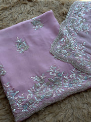 Sequin Embroidered Designer Suit with Elegant Floral Border Dupatta