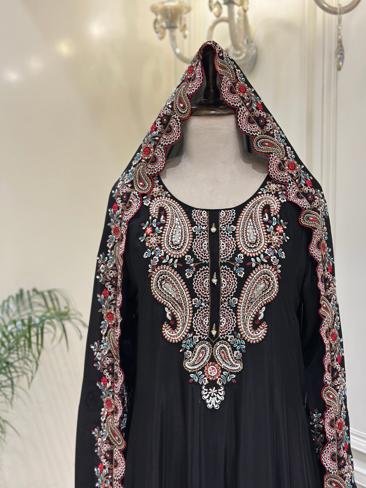 Hand-Embellished Chinon Anarkali Set
