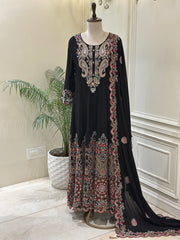 Hand-Embellished Chinon Anarkali Set