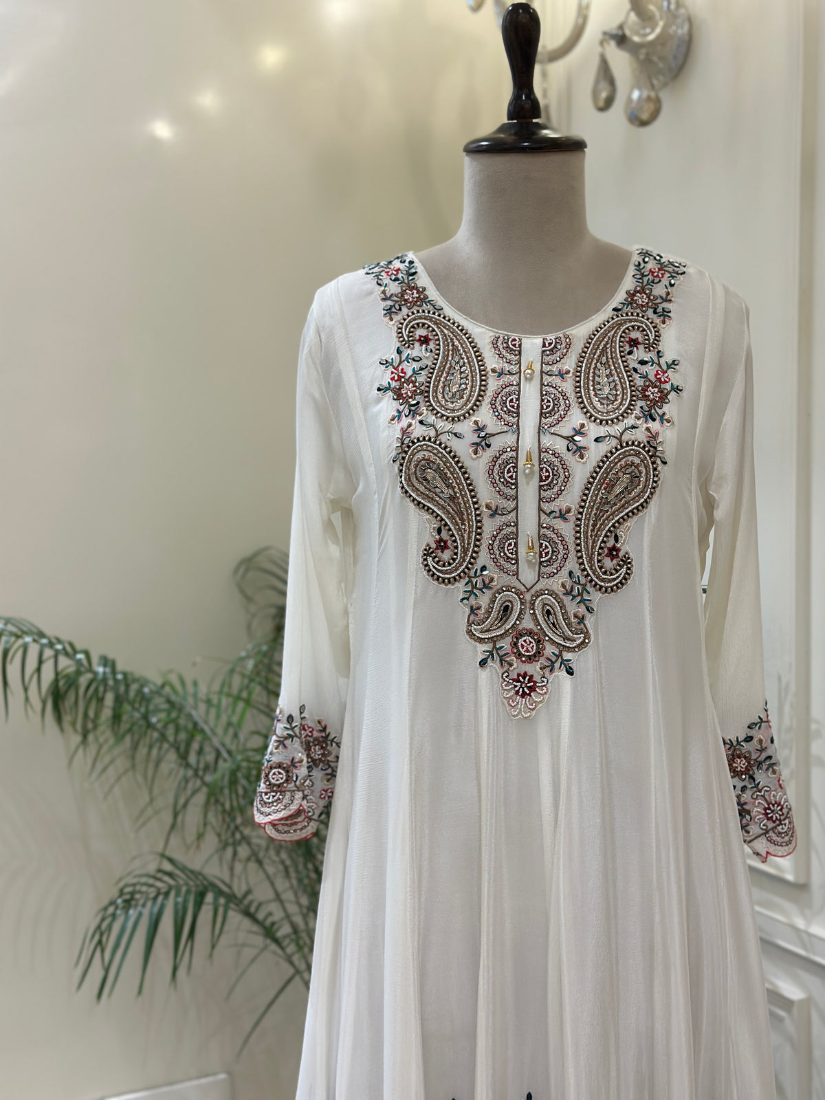 Hand-Embellished Chinon Anarkali Set