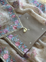 Floral Embroidered Organza Suit