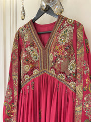 Hand-Embellished Chinon Anarkali Set