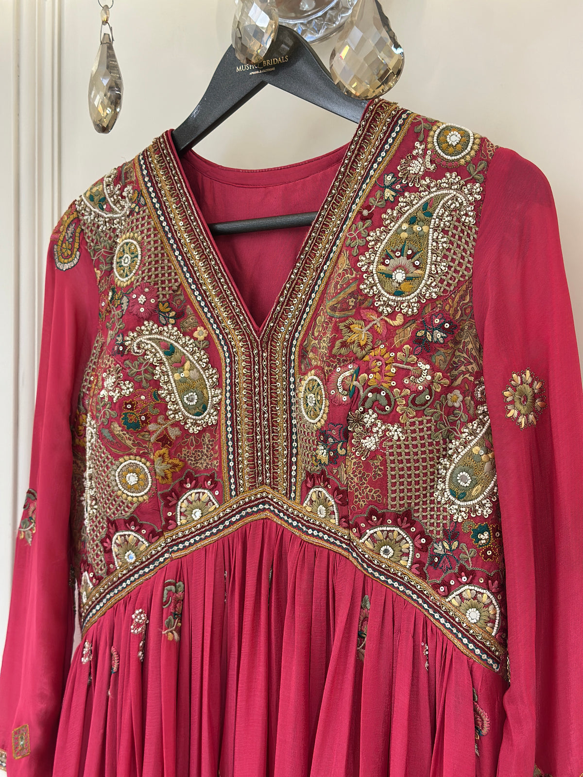 Hand-Embellished Chinon Anarkali Set