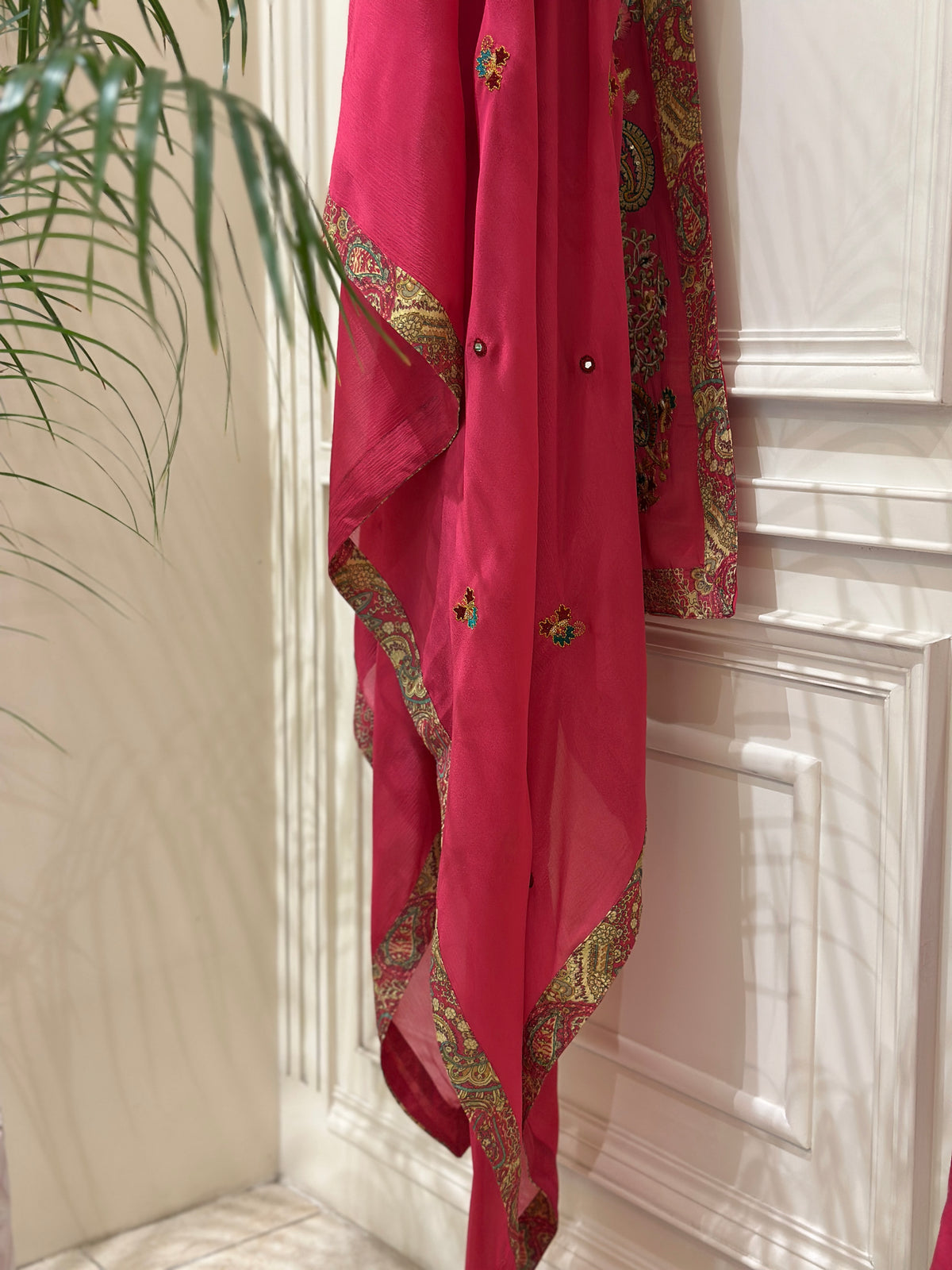 Hand-Embellished Chinon Anarkali Set