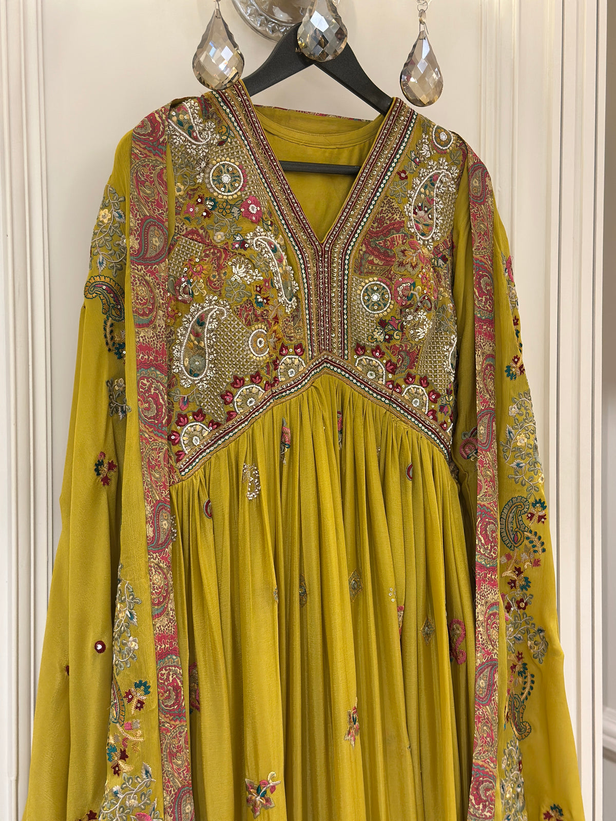 Hand-Embellished Chinon Anarkali Set