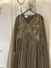 Zardozi Hand-Embellished Chinon Gown