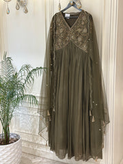 Zardozi Hand-Embellished Chinon Gown