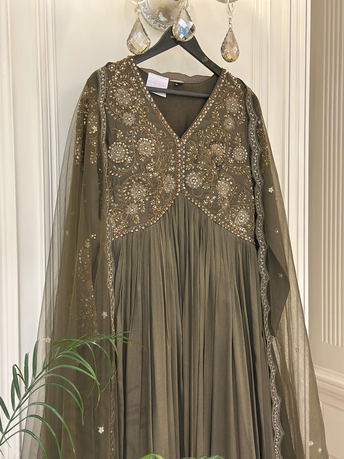 Zardozi Hand-Embellished Chinon Gown
