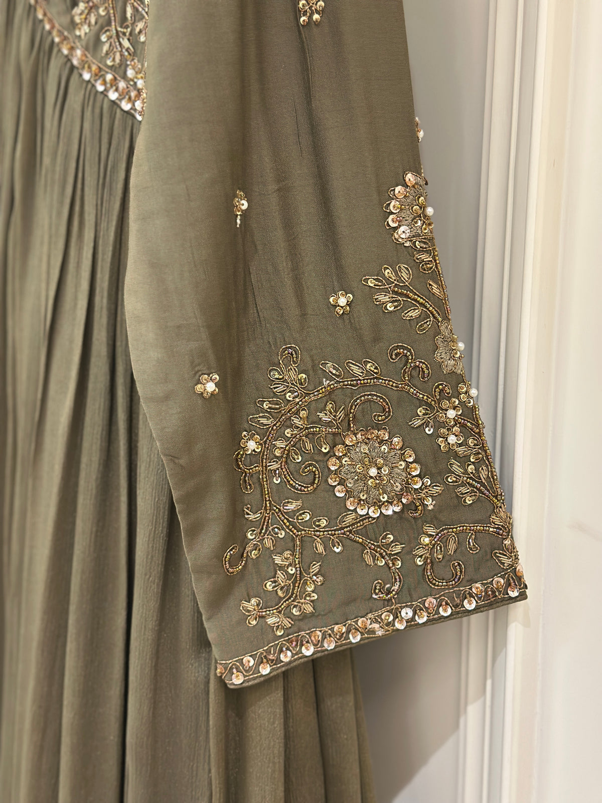 Zardozi Hand-Embellished Chinon Gown