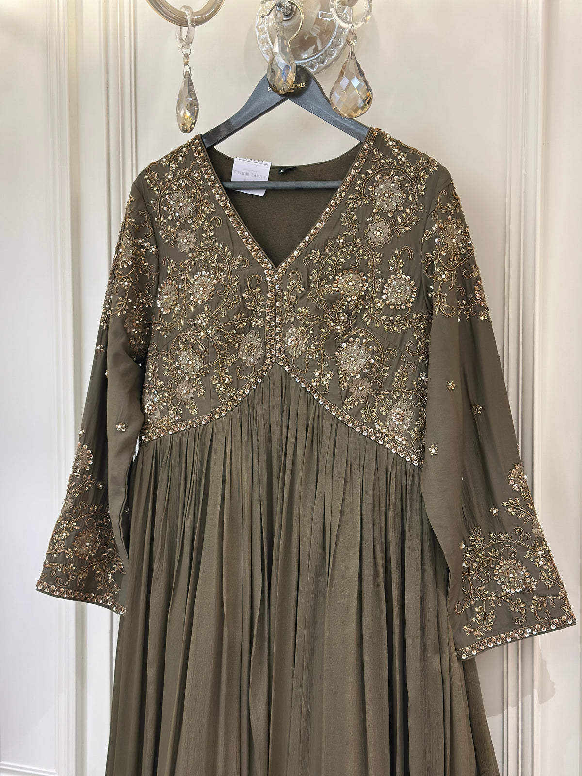 Zardozi Hand-Embellished Chinon Gown