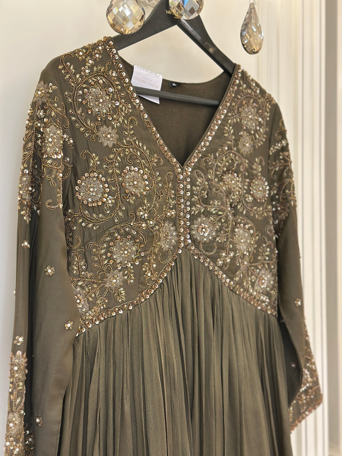 Zardozi Hand-Embellished Chinon Gown