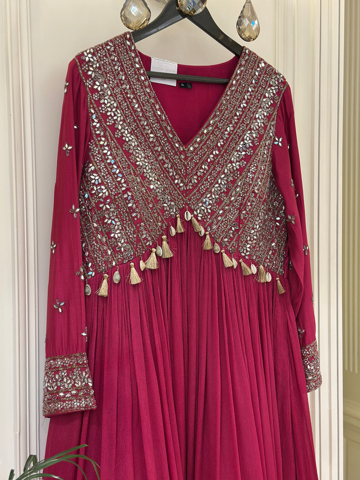 Mirror & Dabka Embellished Chinon Gown