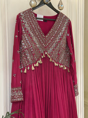 Mirror & Dabka Embellished Chinon Gown