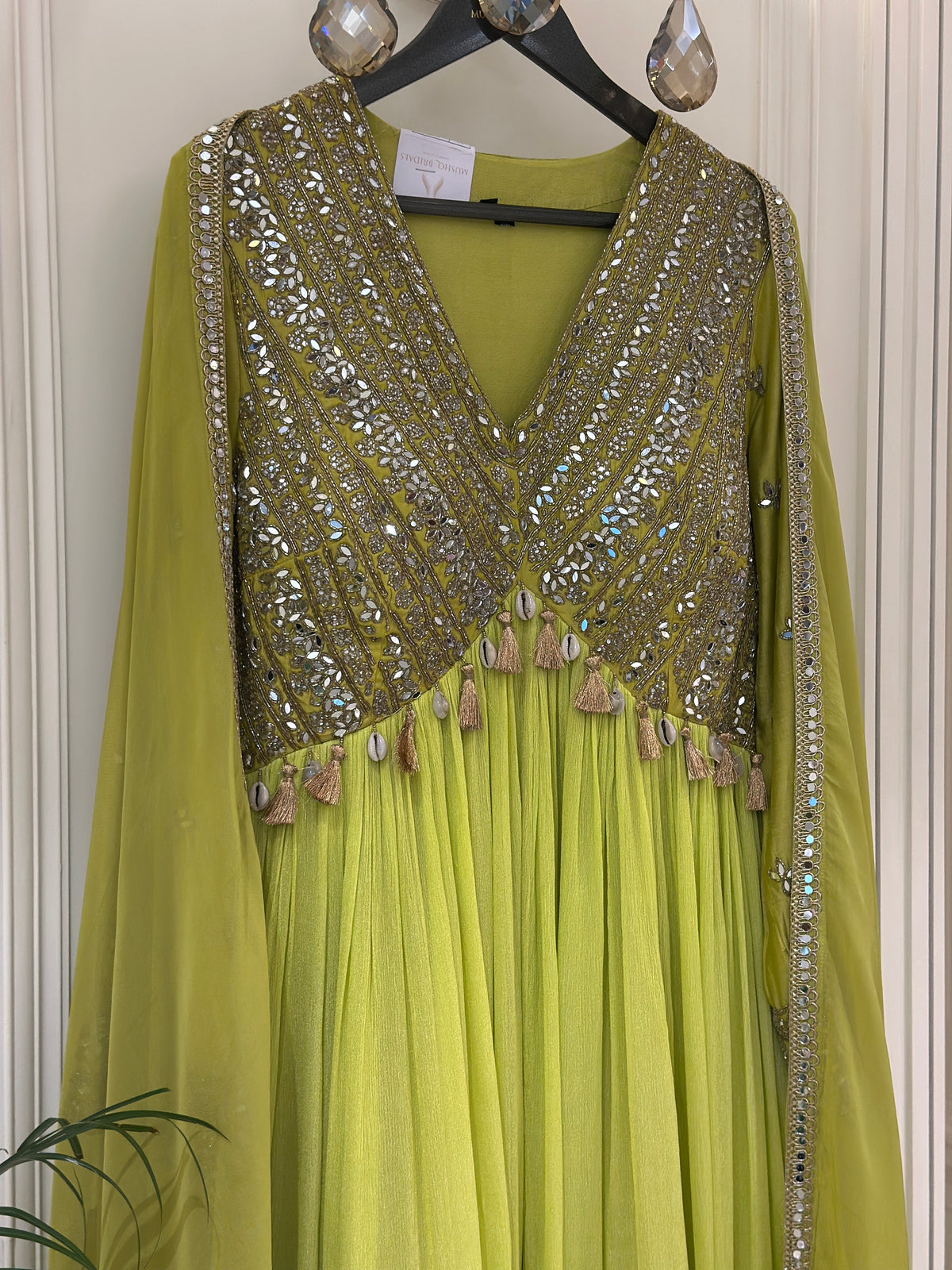 Mirror & Dabka Embellished Chinon Gown