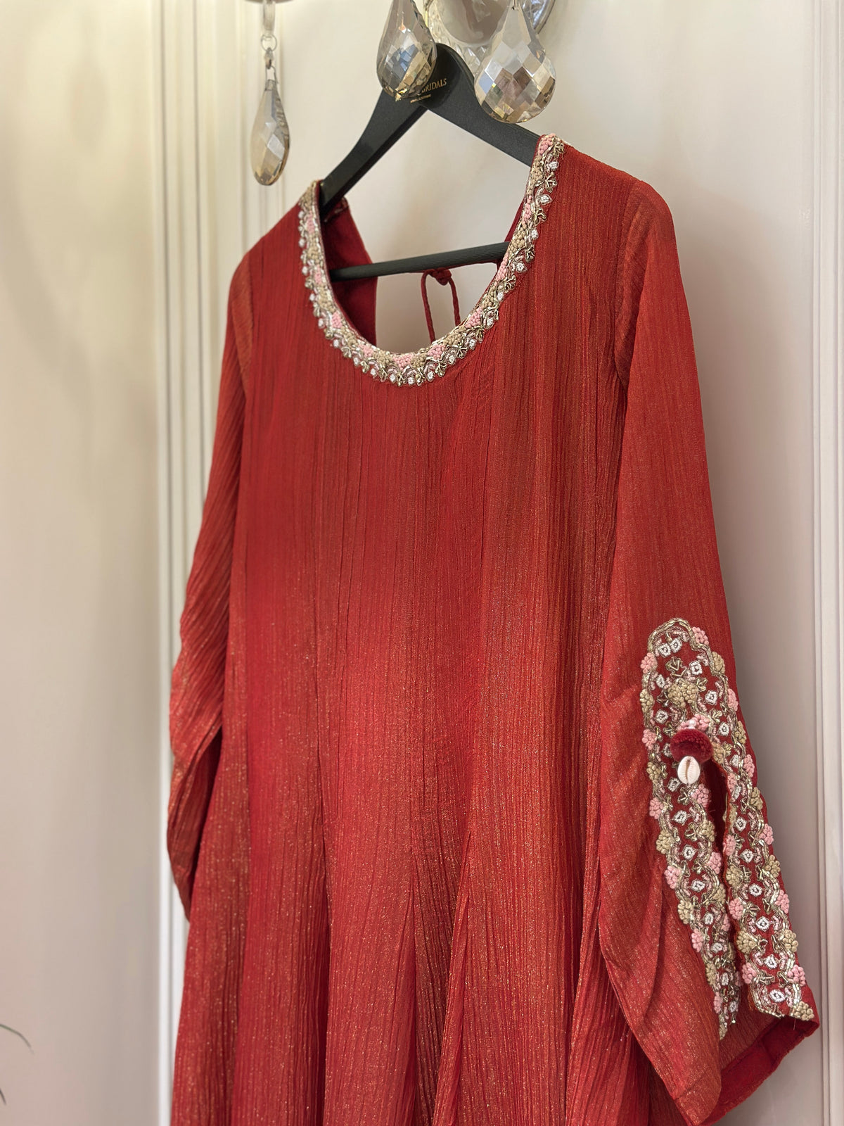 Rust Bloom Crush Tissue Luxury Suit Set