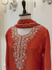 Burnt Orange Tissue Silk Gharara Set