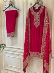 Luxury Silk Semi-Formal Suit Set with Hand Embroidery