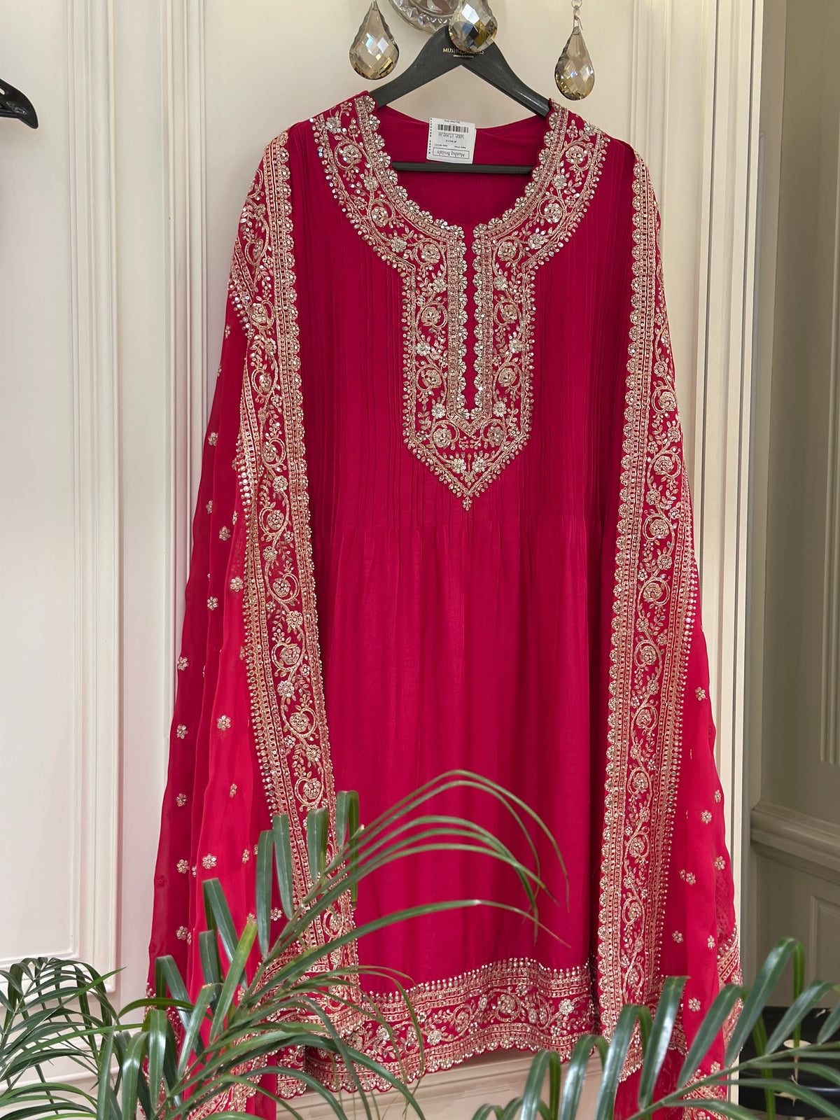 Luxury Silk Semi-Formal Suit Set with Hand Embroidery