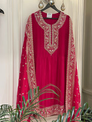 Luxury Silk Semi-Formal Suit Set with Hand Embroidery