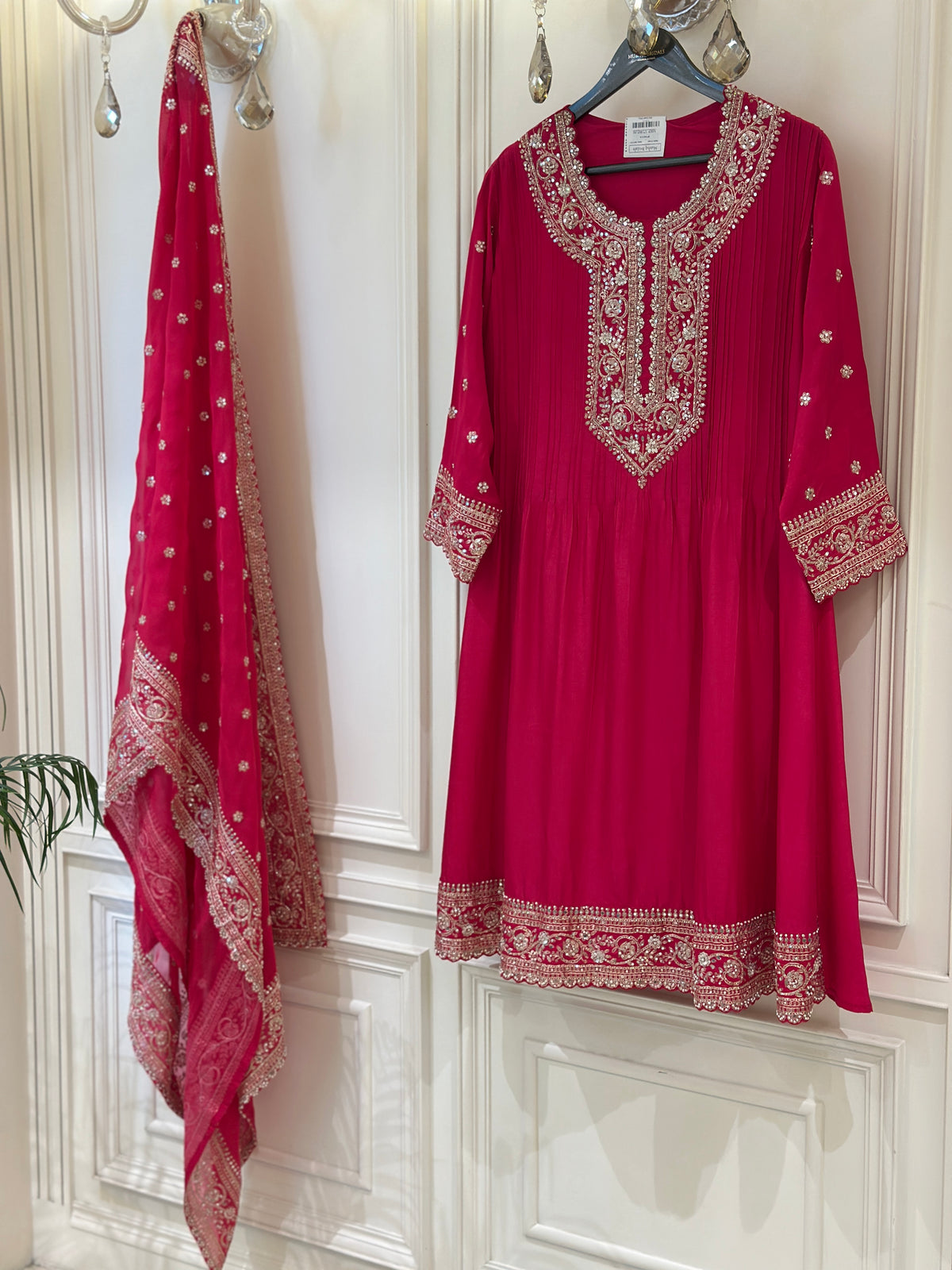 Luxury Silk Semi-Formal Suit Set with Hand Embroidery