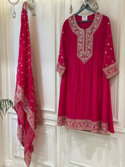 Luxury Silk Semi-Formal Suit Set with Hand Embroidery