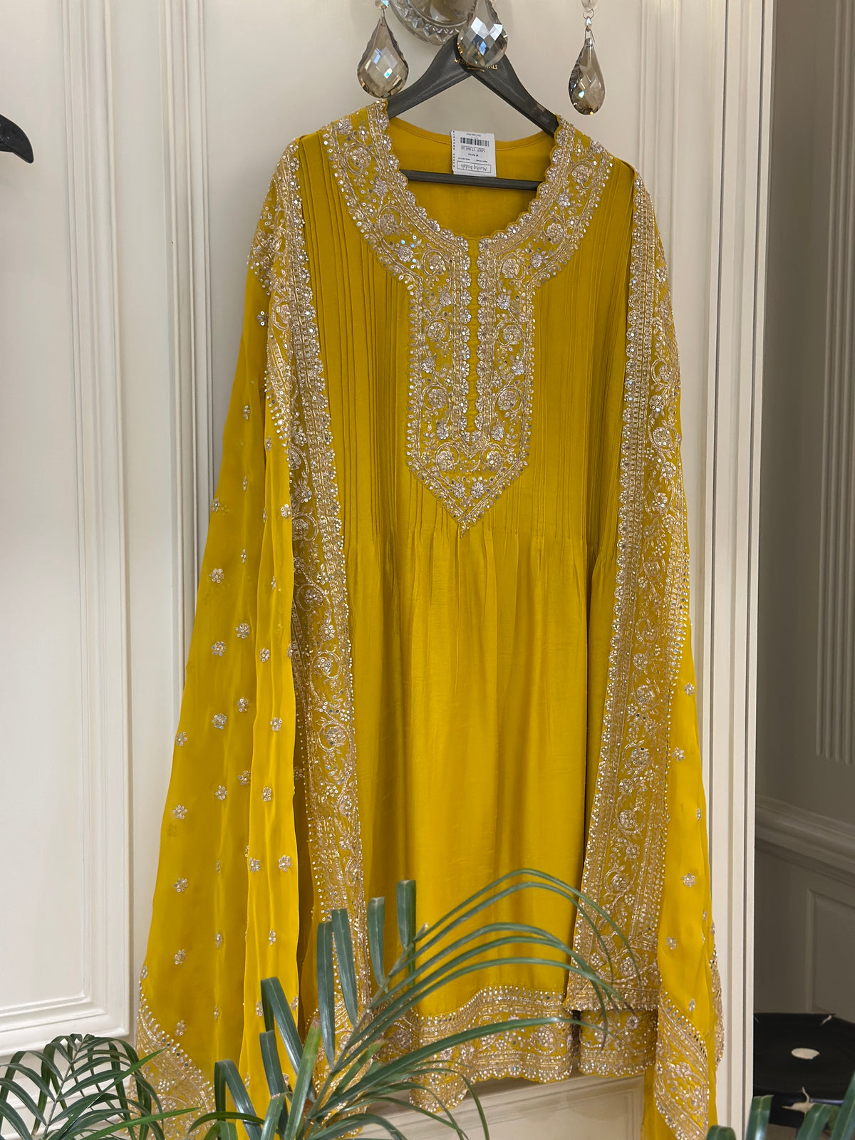 Luxury Silk Semi-Formal Suit Set with Hand Embroidery