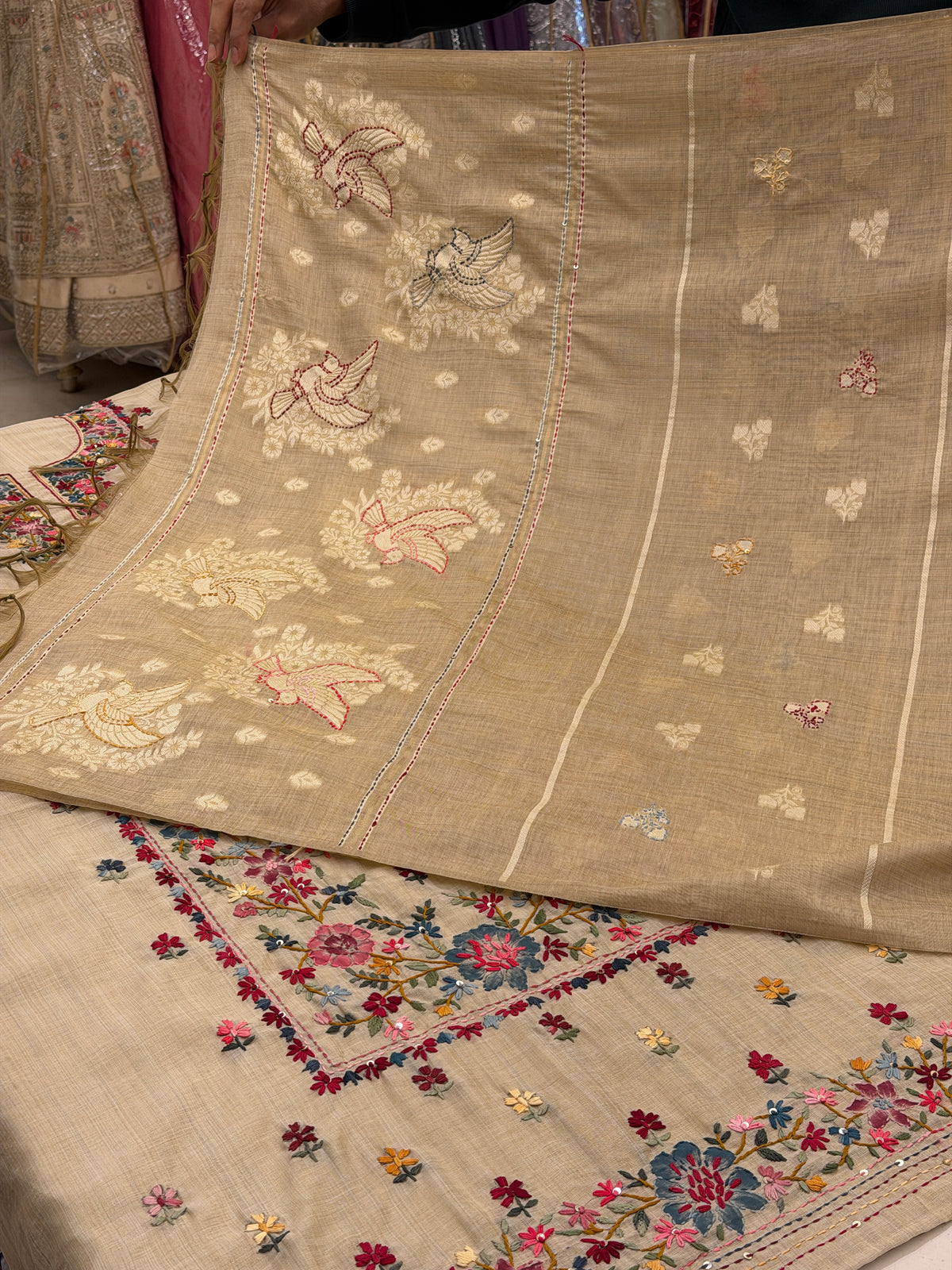 Gulnaar Jamdani – Multicolour Kantha Suit 🌸