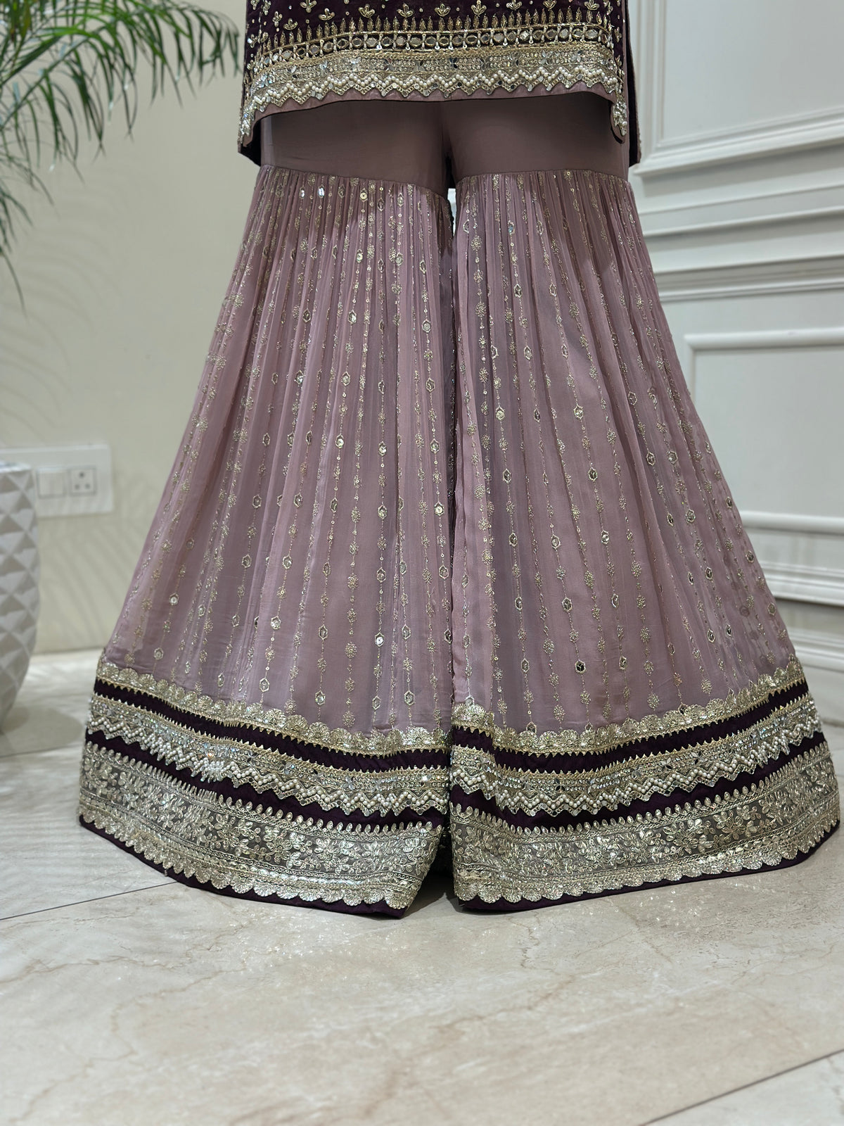 Royal Mirrorwork Silk Gharara Set