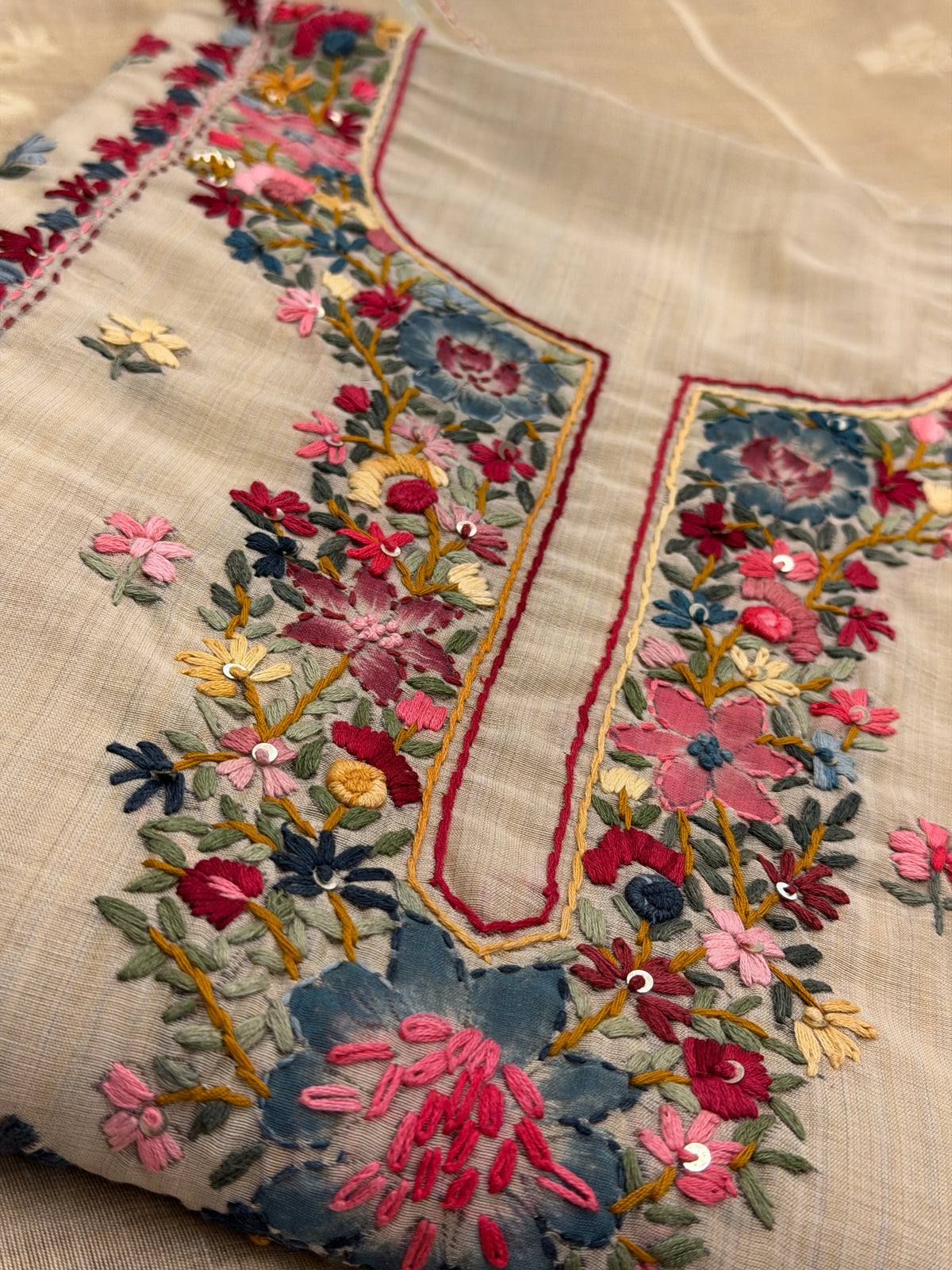 Gulnaar Jamdani – Multicolour Kantha Suit 🌸