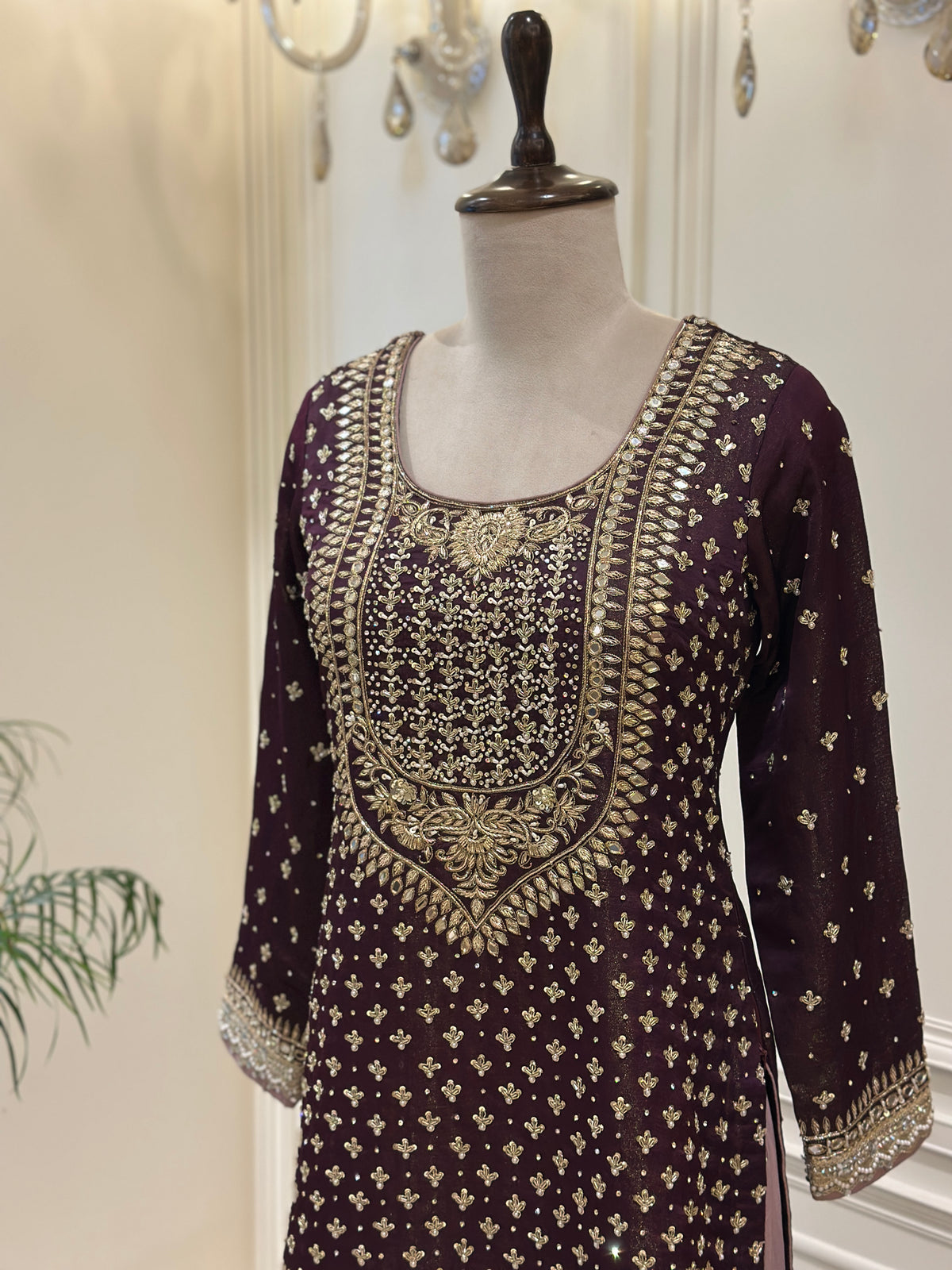 Royal Mirrorwork Silk Gharara Set