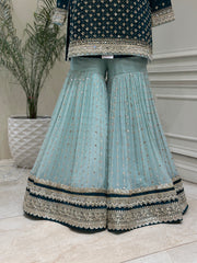 Royal Mirrorwork Silk Gharara Set