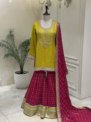 Royal Mirrorwork Silk Gharara Set