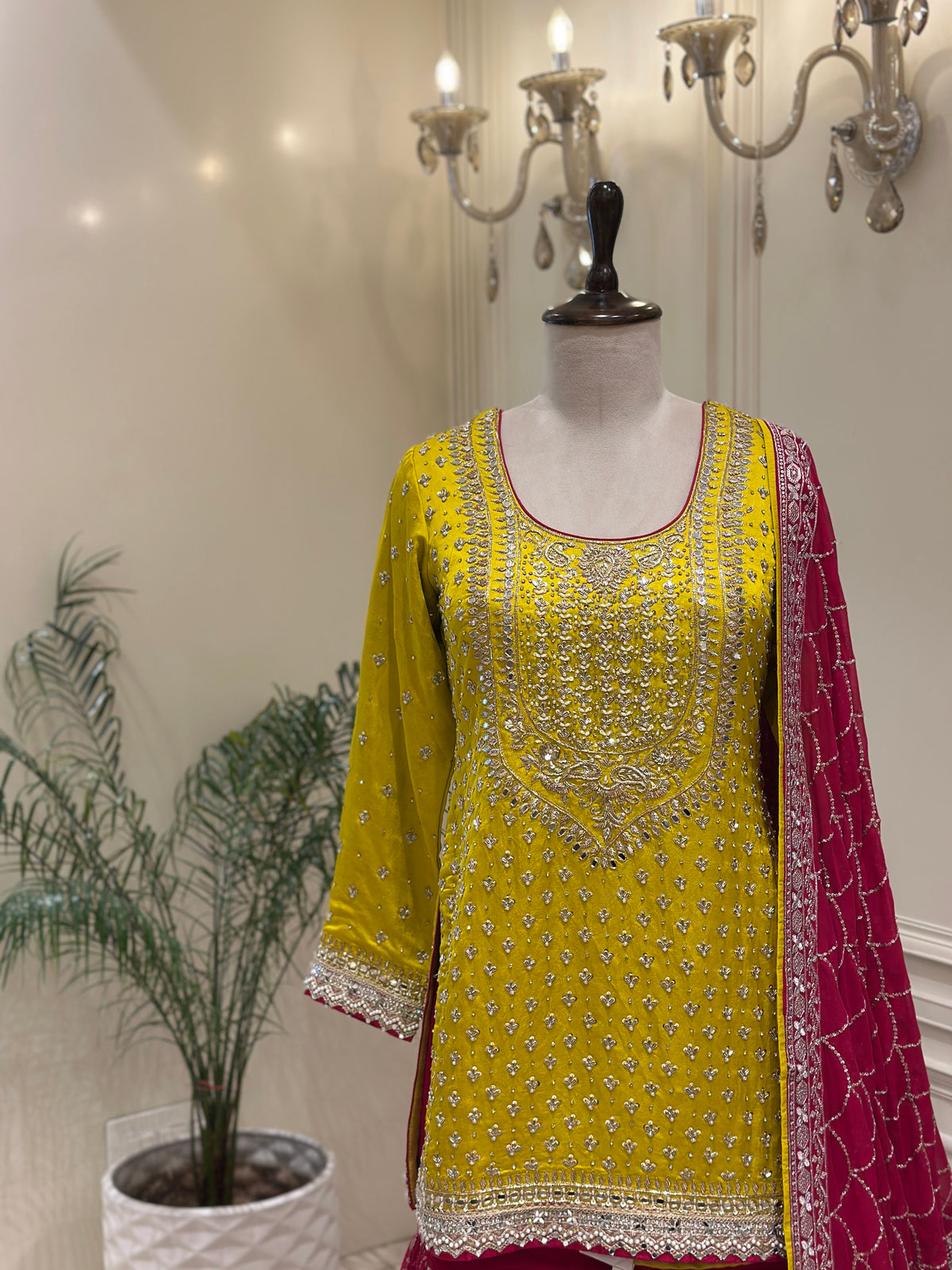 Royal Mirrorwork Silk Gharara Set