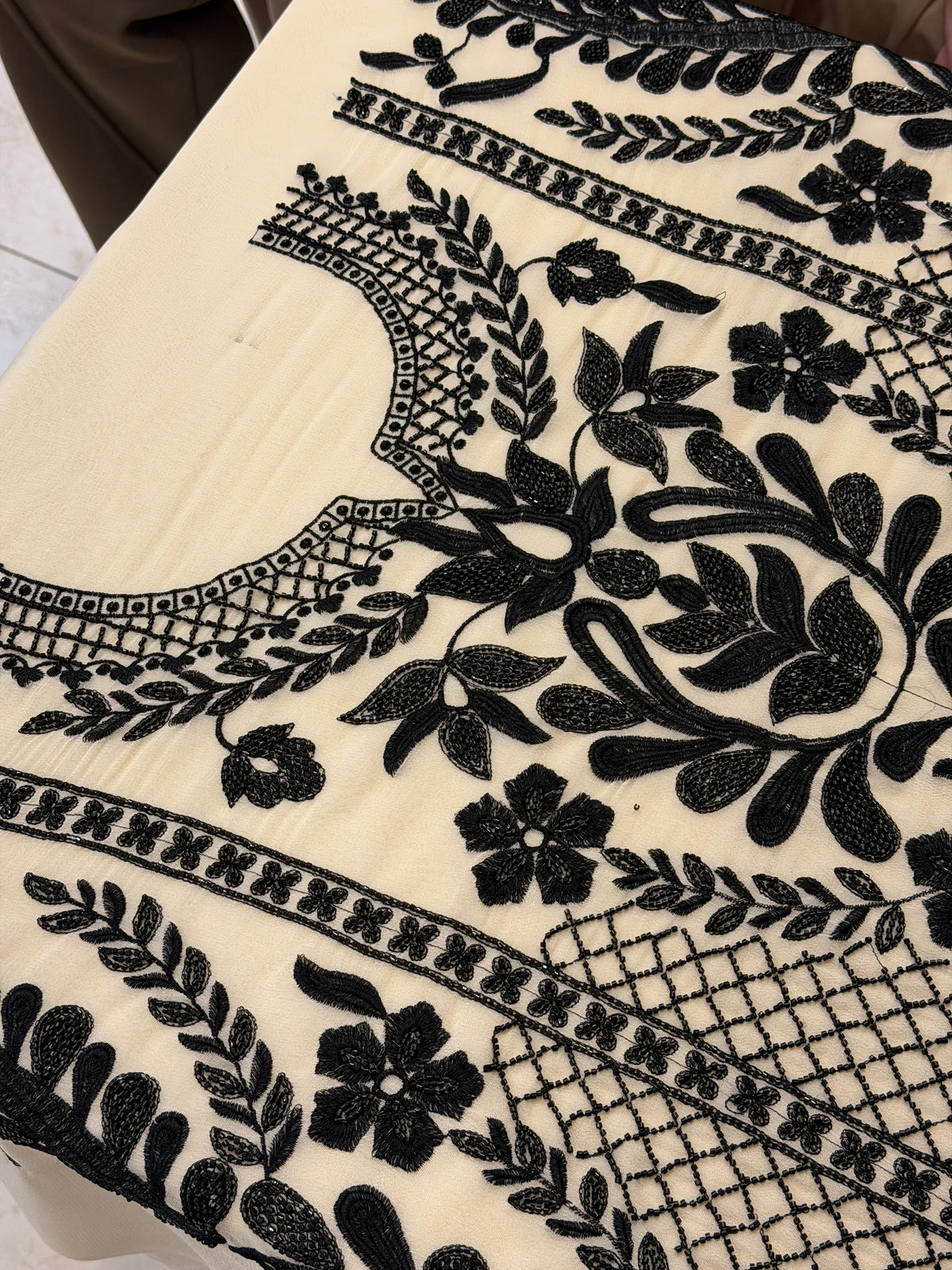 Noir Élégance Handcrafted Georgette Suit Set