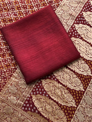 Wedding Wear Maroon Banarasi Suit with Rich Gold Zari Detailing