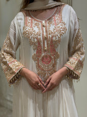 Hand-Embellished Chinnon Anarkali Set